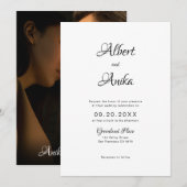 Stijlvol Elegant Script Photo Wedding Kaart (Voorkant / Achterkant)