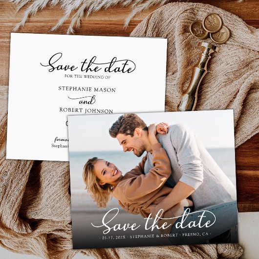 Stijlvol Elegant Script Photo Wedding Save The Date