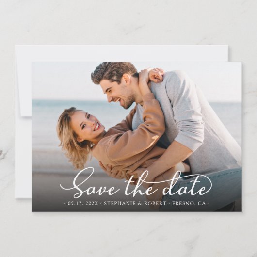 Stijlvol Elegant Script Photo Wedding Save The Date (Voorkant)