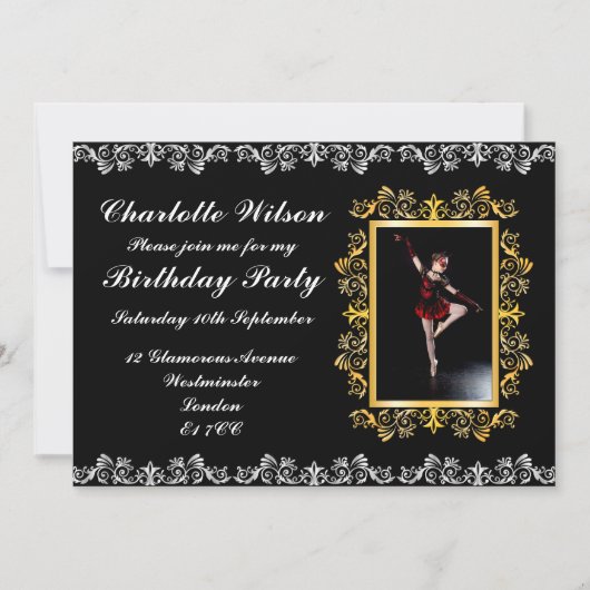 Stijlvol Elegant Silver & Gold Embellish Birthday Kaart (Voorkant)