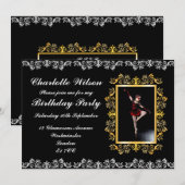 Stijlvol Elegant Silver & Gold Embellish Birthday Kaart (Voorkant / Achterkant)