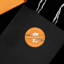 Stijlvol Elegant Sinaasappel Witte Lelie Retro Blo Ronde Sticker