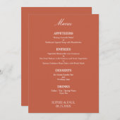 Stijlvol Elegant Terracotta Bruiloft Menu (Voorkant / Achterkant)