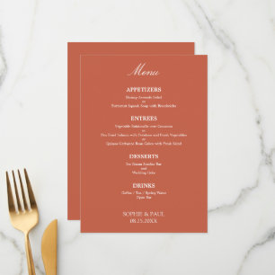 Stijlvol Elegant Terracotta Bruiloft Menu