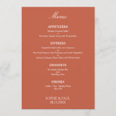 Stijlvol Elegant Terracotta Bruiloft Menu (Voorkant)