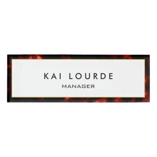 Stijlvol Elegant Tortoiseshel-naamlabel Naambadge (Voorkant)