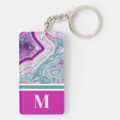 Stijlvol Elegant Trendy Agaat Initiaal Monogram Sleutelhanger (achterkant)