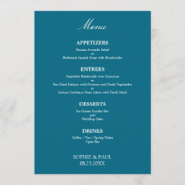Stijlvol Elegant Turquoise Blauw Bruiloft Menu