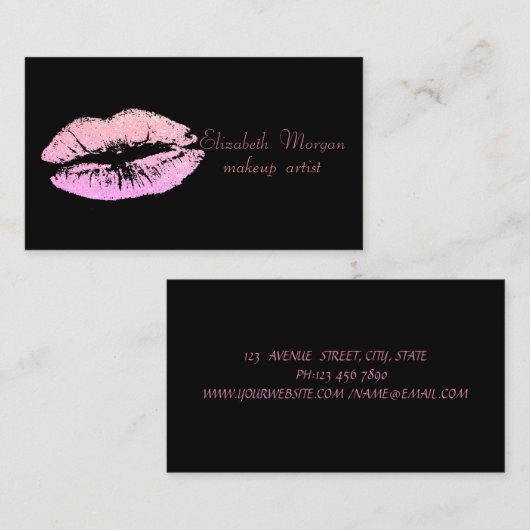Stijlvol elegant, voorlopig — lippenapparaat visitekaartje (Voorkant / Achterkant)
