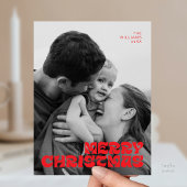 Stijlvol Elegant, Vrolijk Kerstfeest Familie Foto  Briefkaart