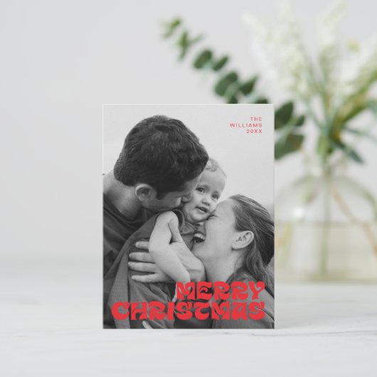 Stijlvol Elegant, Vrolijk Kerstfeest Familie Foto  Briefkaart (Staand voorkant)