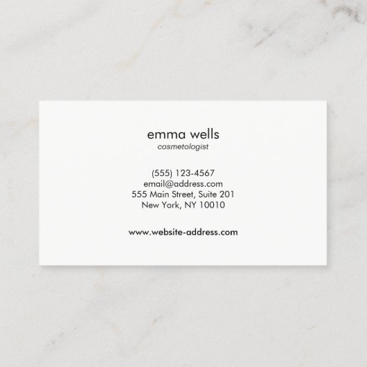 Stijlvol Elegant White Gold Cosmetoloog Salon Visitekaartje (Achterkant)