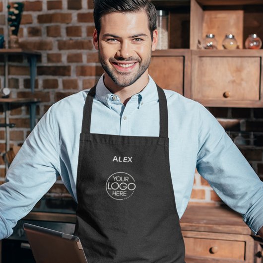 Stijlvol Elegant Zwart Bedrijf Logo Protective Schort