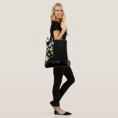 Stijlvol Elegant Zwart Bloemen Boho Schattige Tote Bag (Op model)