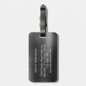 Stijlvol Elegant Zwart Metaal Twee Monogram Initia Bagagelabel (Achterkant verticaal)