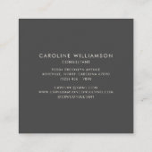 Stijlvol elegant zwart monogram zwart grijs vierkante visitekaartje (Achterkant)