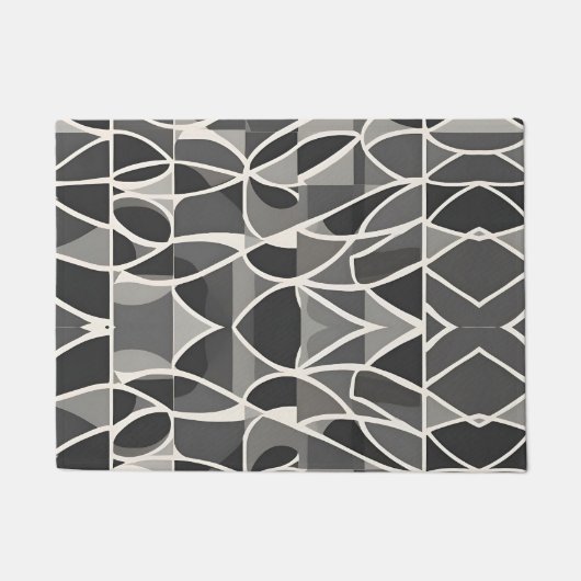 Stijlvol Elegant Zwart Wit geometrisch patroon Deurmat (Voorkant)