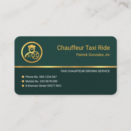 Stijlvol Emerald Green Gold Line rijden Visitekaartje (Voorkant)