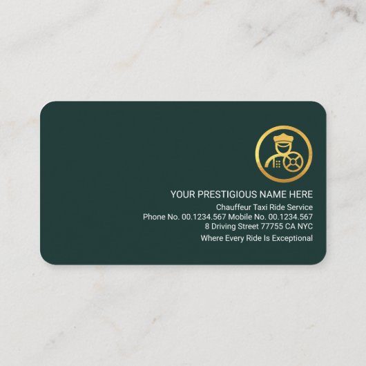 Stijlvol Emerald Green Gold Line rijden Visitekaartje (Achterkant)