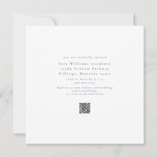 Stijlvol en eenvoudig modern Navy Square Vrijgezel Kaart (Achterkant)