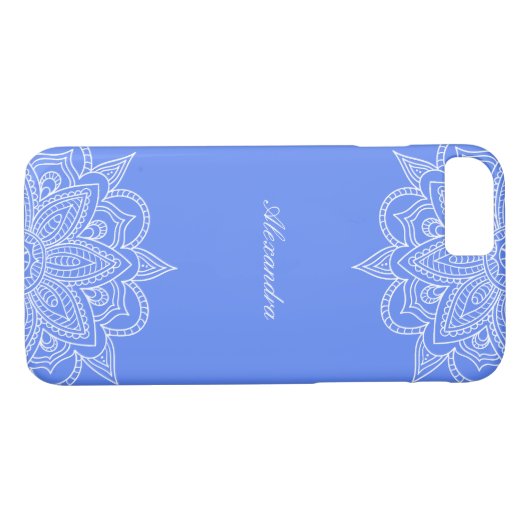 Stijlvol en elegant blauw en wit Mandala Lace Case-Mate iPhone Case (Achterkant (Horizontaal))