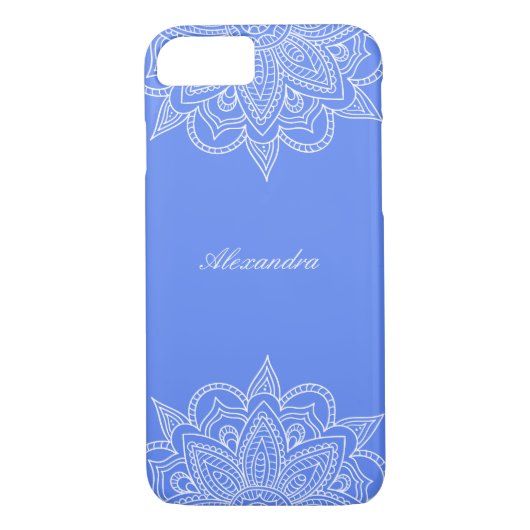 Stijlvol en elegant blauw en wit Mandala Lace Case-Mate iPhone Case (Achterkant)