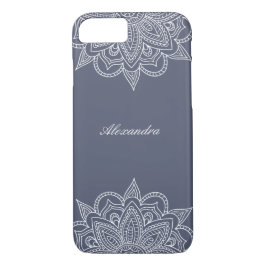 Stijlvol en elegant blauw grijs en wit Mandala Lac iPhone 8/7 Hoesje