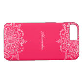 Stijlvol en elegant koraal en wit Mandala Lace Case-Mate iPhone Case (Achterkant (Horizontaal))