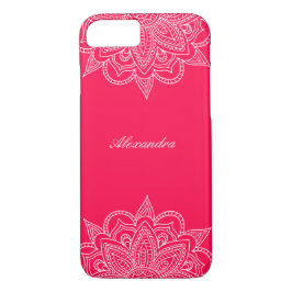 Stijlvol en elegant koraal en wit Mandala Lace iPhone 8/7 Hoesje