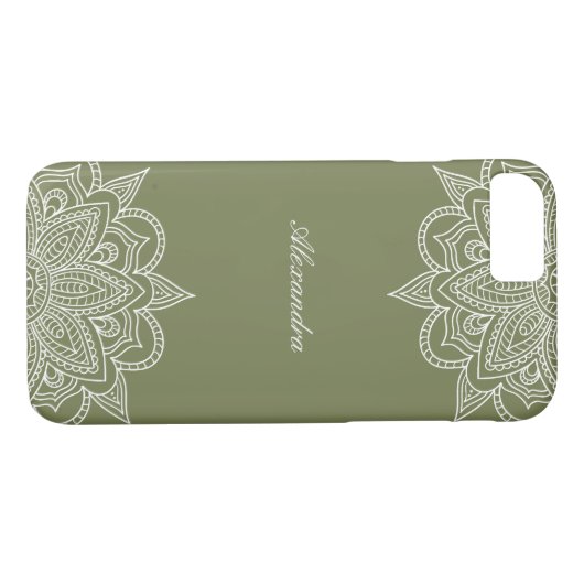 Stijlvol en elegant Olive & White Mandala Lace Case-Mate iPhone Case (Achterkant (Horizontaal))