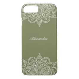 Stijlvol en elegant Olive & White Mandala Lace iPhone 8/7 Hoesje