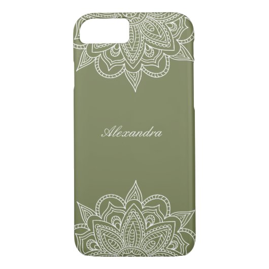 Stijlvol en elegant Olive & White Mandala Lace Case-Mate iPhone Case (Achterkant)