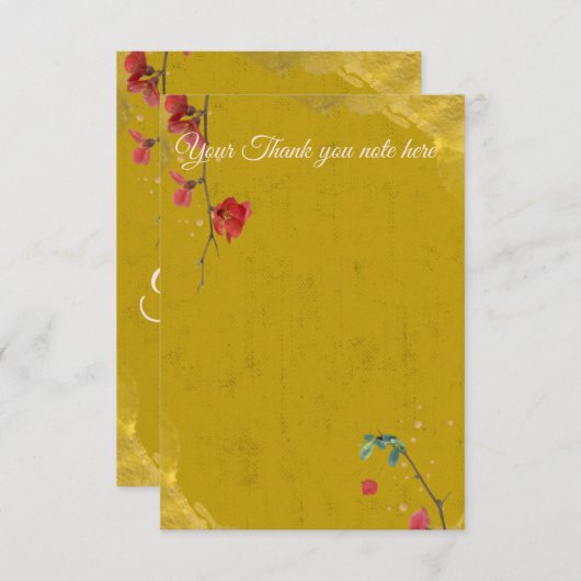 Stijlvol en elegant rood en goud bedankkaart (Voorkant / Achterkant)