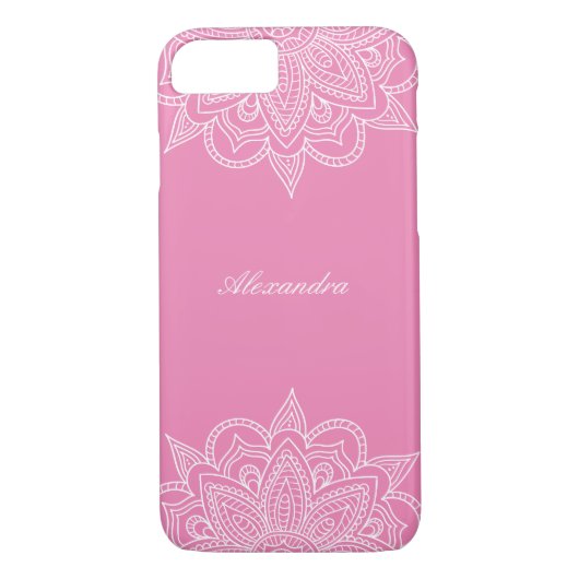 Stijlvol en elegant Roze en Witte Naam Mandala Lac Case-Mate iPhone Case (Achterkant)