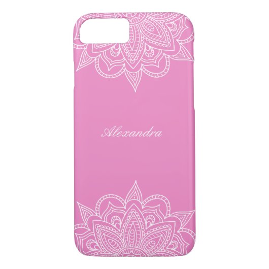 Stijlvol en elegant roze ijs en witte mandala kant Case-Mate iPhone case (Achterkant)