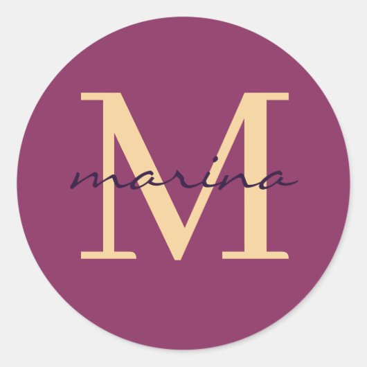 Stijlvol en gepersonaliseerd monogram ronde sticker (Voorkant)
