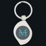 Stijlvol en gepersonaliseerd monogram sleutelhanger<br><div class="desc">Voeg een vleugje verfijning toe aan uw toetsen met onze Elegant Grey en Bluish Monogram Initialen Sleutelhanger. Met een strakke grijze achtergrond, een opvallend blauwachtig monogram initiaal en jouw naam dat elegant over het monogram wordt weergegeven, is deze sleutelhanger ideaal om een gepersonaliseerde flair aan uw dagelijkse benodigdheden toe te...</div>
