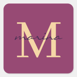 Stijlvol en gepersonaliseerd monogram vierkante sticker