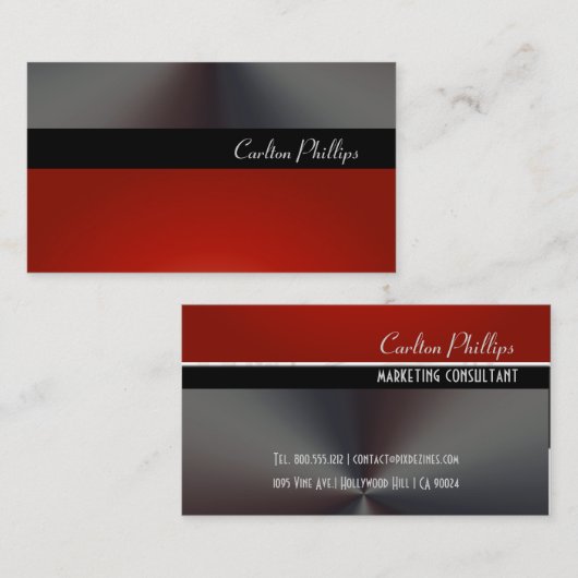 Stijlvol en klasje maroon + faux metallisch visitekaartje (Voorkant / Achterkant)