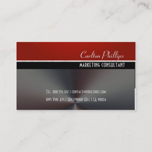 Stijlvol en klasje maroon + faux metallisch visitekaartje (Achterkant)
