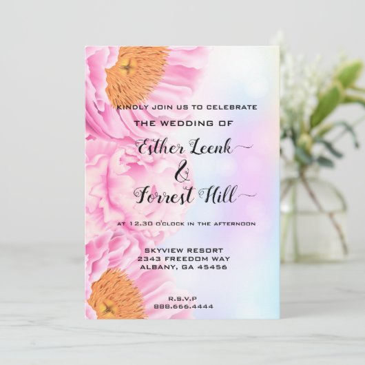 Stijlvol en legant Floral Bouquet Wedding Kaart (Staand voorkant)