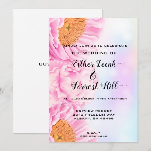 Stijlvol en legant Floral Bouquet Wedding Kaart (Voorkant / Achterkant)