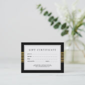 Stijlvol en modern Gold- en zwart cadeaucertificaa Kortingskaartje (Staand voorkant)