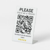 Stijlvol en modern QR-code "Leave a Review" Reclamebord Met Voetstuk (Voorkant)