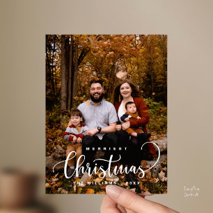 Stijlvol en rustiek, vrolijk kerstfeest familie fo briefkaart