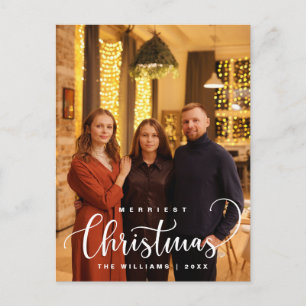 Stijlvol en rustiek, vrolijk kerstgezin foto briefkaart