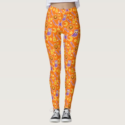 Stijlvol en statisch Oranje patroon Leggings (Voorkant)