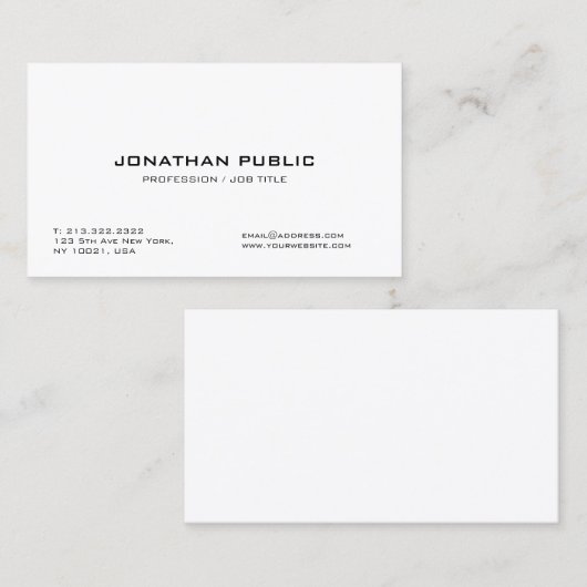 Stijlvol en stijlvol wit, stijlvol, modern visitekaartje (Voorkant / Achterkant)
