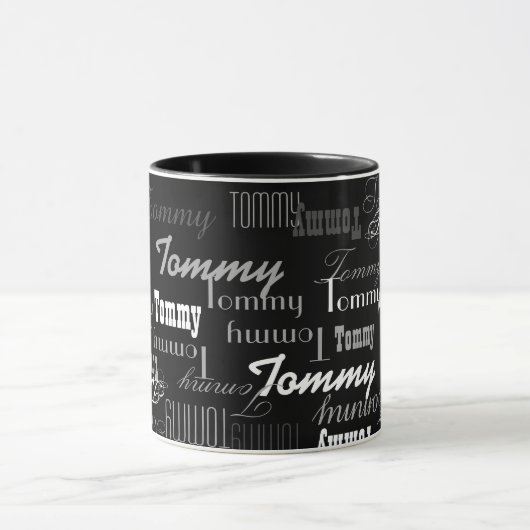 Stijlvol en zwart, creëer uw eigen naampatroon mok (Midden)
