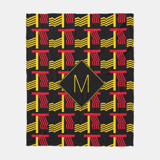 Stijlvol etnisch geometrisch monogram fleece deken (Voorkant)